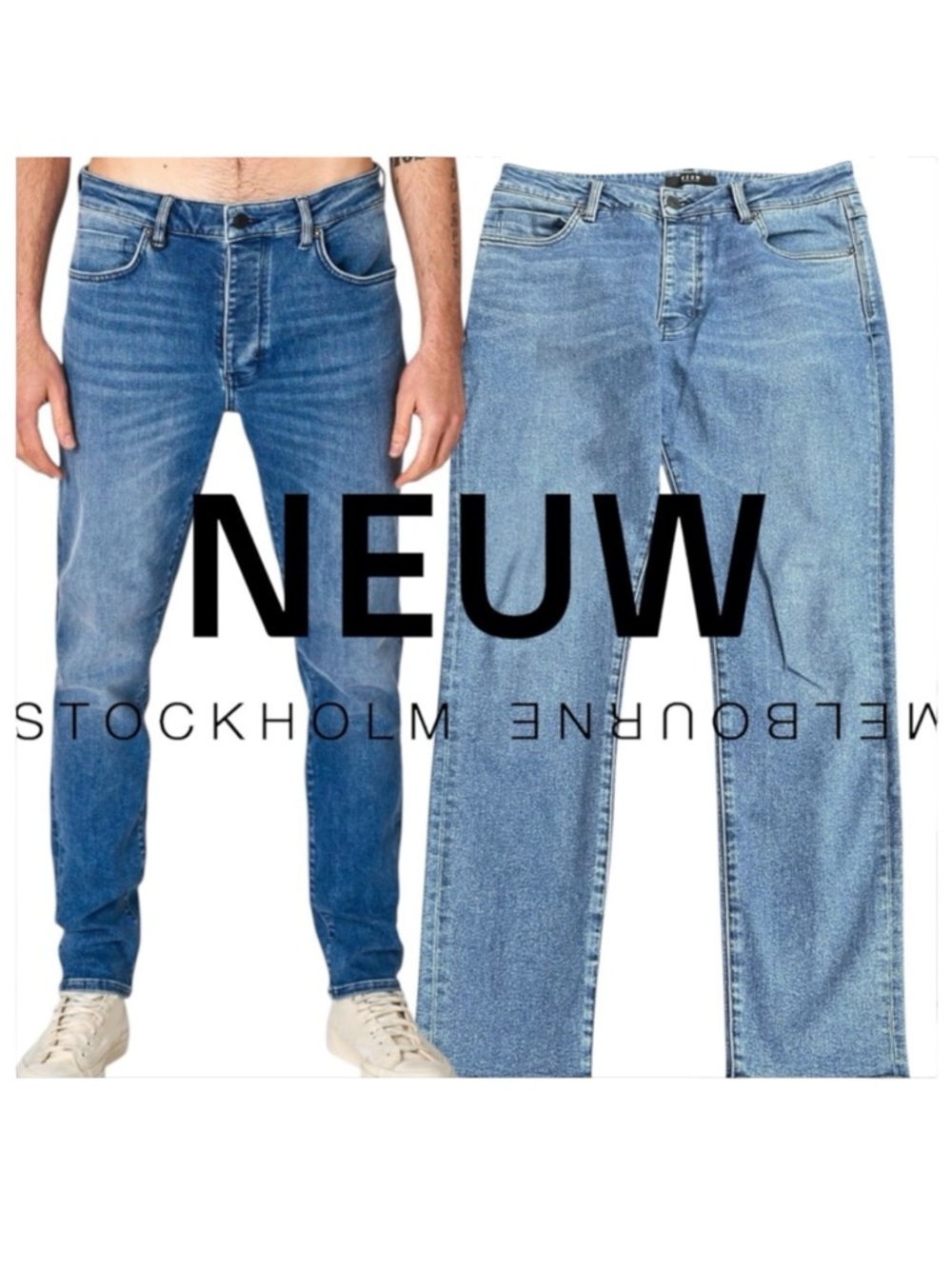 Neuw Medium Blue Ray Tapered Denim Jeans (32x30)